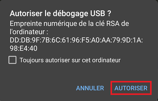alexandra gonzalez développeur web - autoriser le débogage USB android